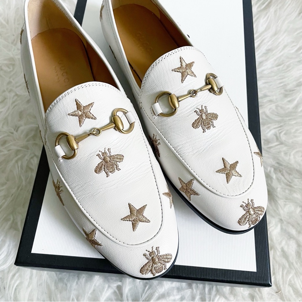 Gucci Bee Star Embroidered Leather Loafer White
Gold size 36.5 NEW - Picture 9 of 9